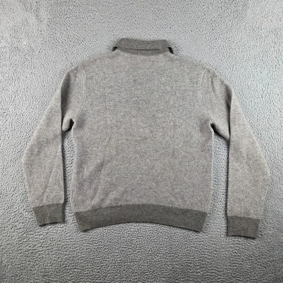 Ralph Lauren Purple Label 100% Cashmere Polo Shirt Mens Large Gray Birdseye Knit